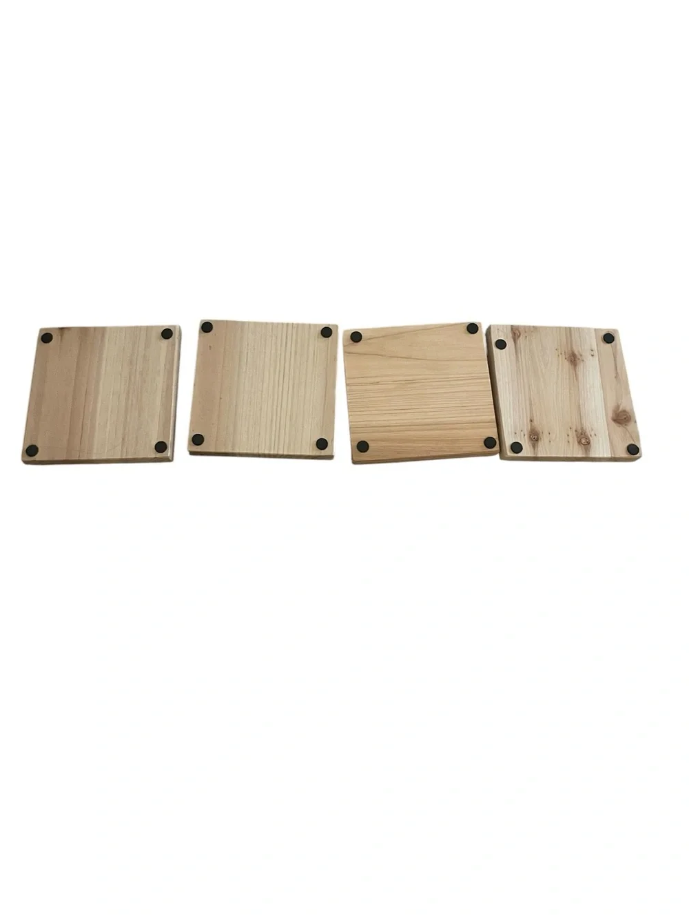 Hand-Painted Wooden Coaster Set of 4